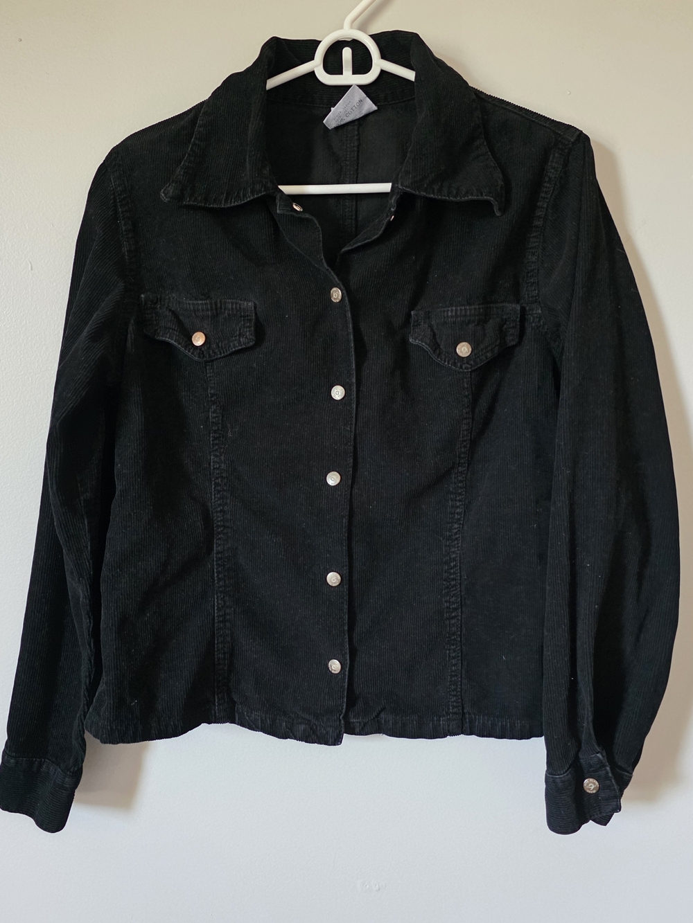 Women’s Black Corduroy Button-Front Jacket Vtg Y2k 90s